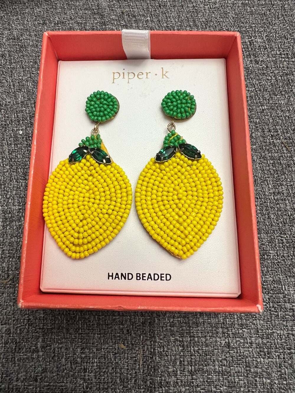 Piper K Hand Beaded Lemon Drop Earrings